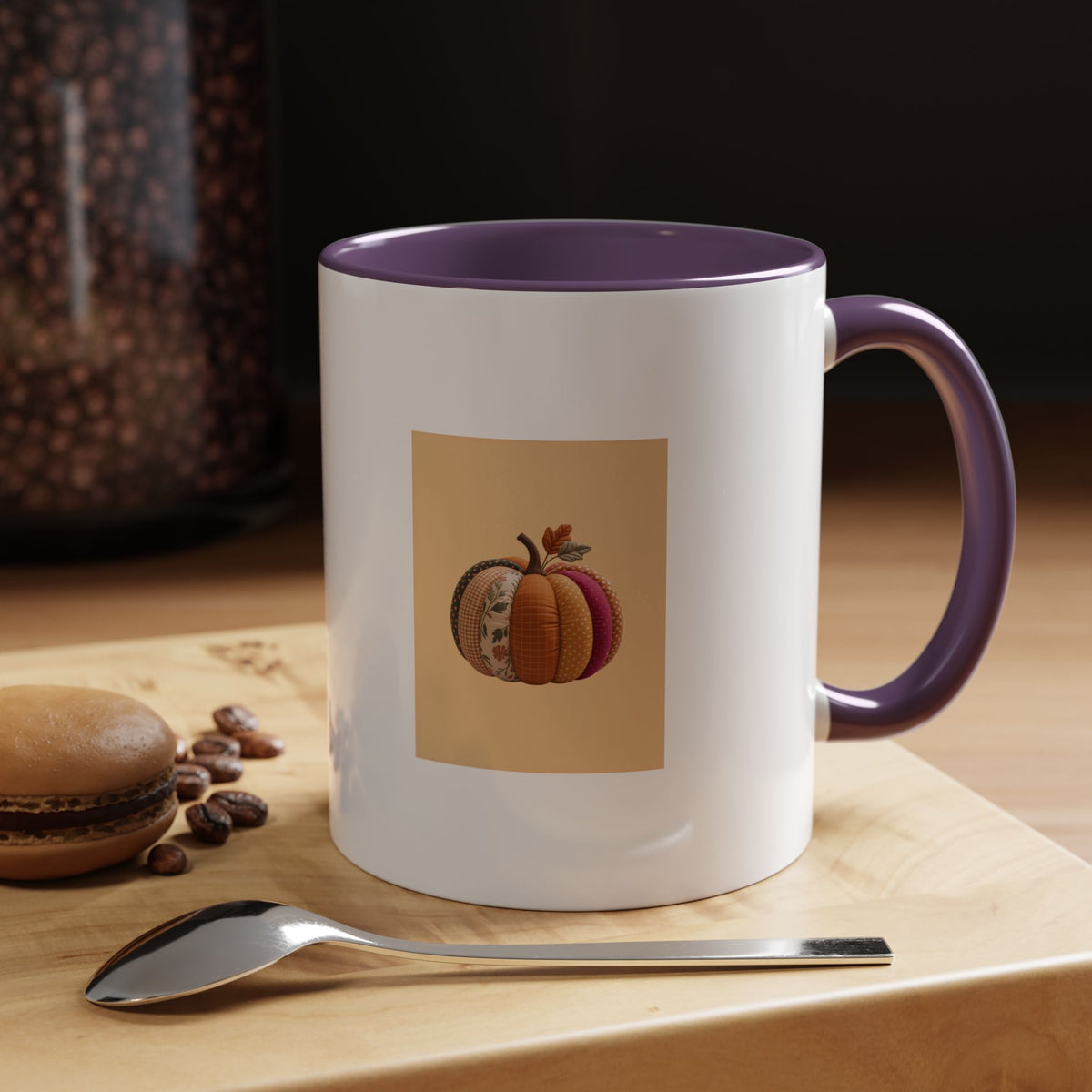 Patchwork Pumpkin Mug, Fall Halloween Coffee Cup, Quilted Pumpkin Ceramic Mug, Cottagecore Autumn Gift, Cozy Halloween Season Mug