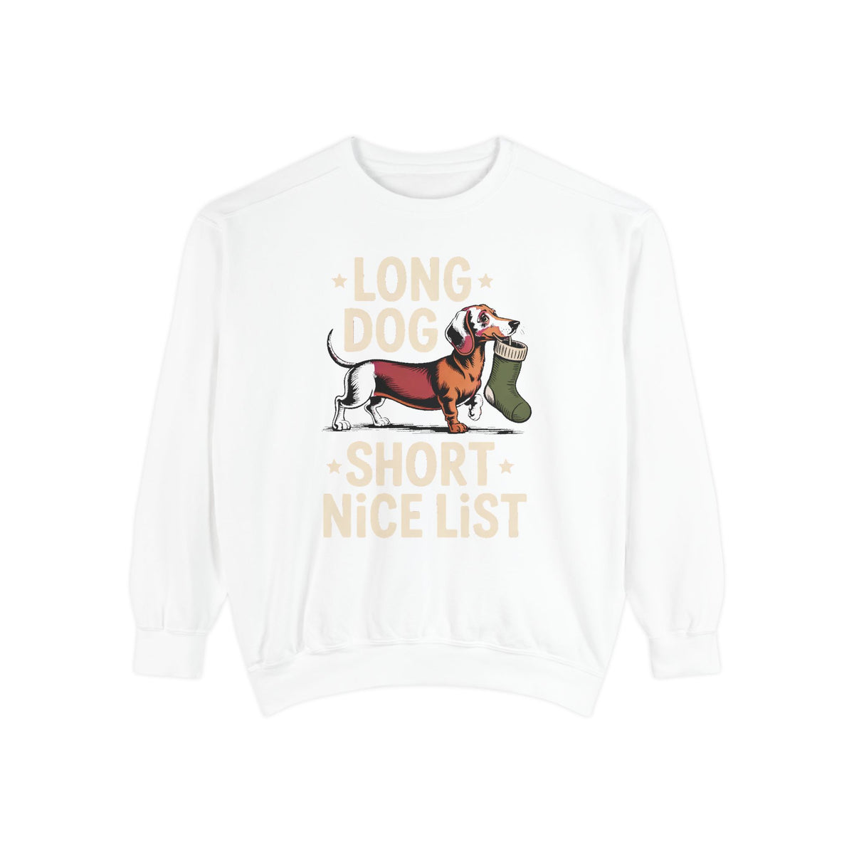 Dachshund Lover Sweatshirt, Funny Christmas Gift For Dog Mom, Long Dog Short Nice List Crewneck, Dachshund Christmas Sweatshirt, Weiner Dog…