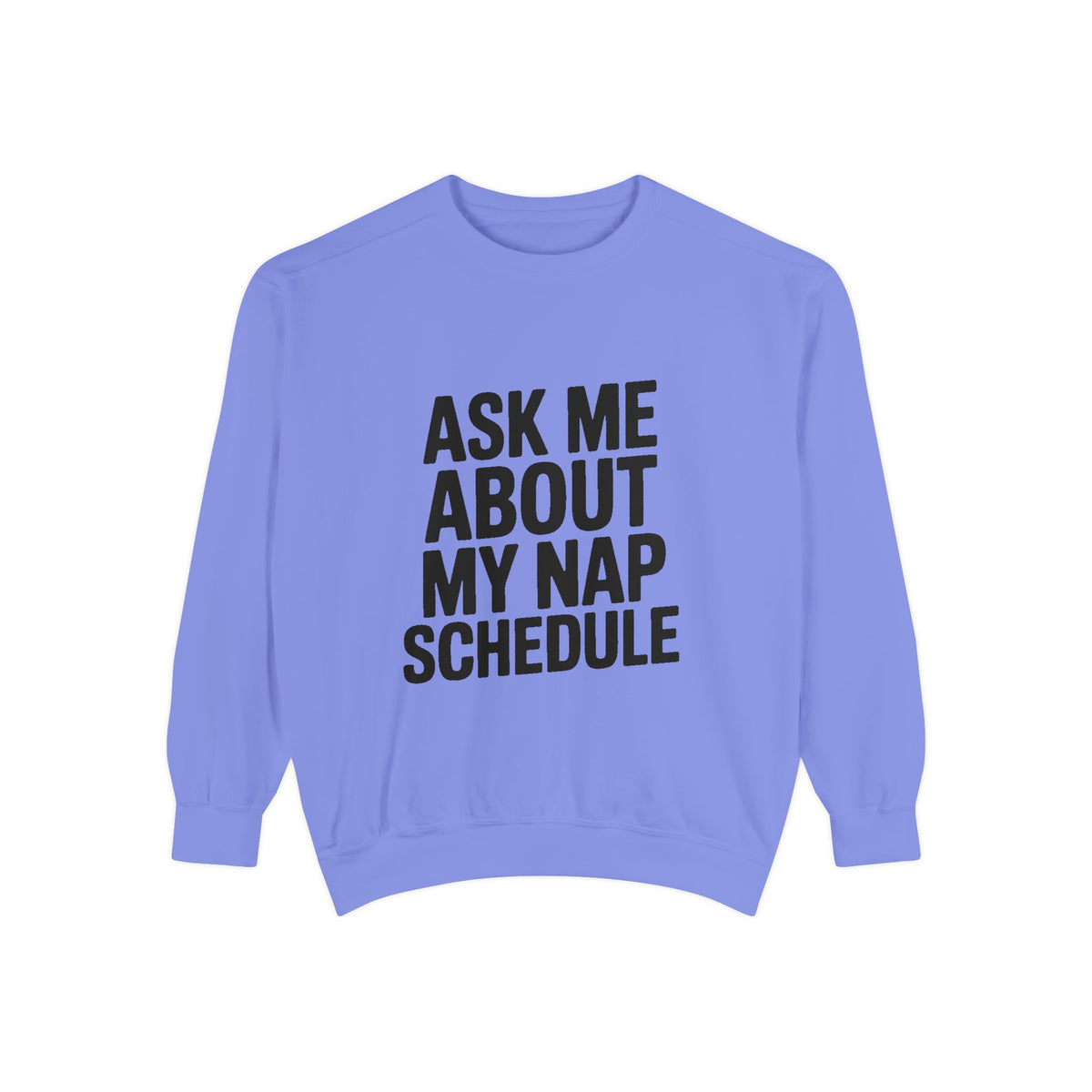 Ask Me About My Nap Schedule Sweatshirt, Funny Embroidered Crewneck, Nap Lover Gift, Cozy Minimalist Sweatshirt for Tired Adults