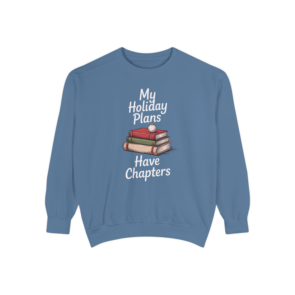 Bookish Christmas Sweatshirt, My Holiday Plans Have Chapters, Funny Book Lover Gift, Reader Christmas Crewneck, Bookworm Holiday Shirt, Boo…