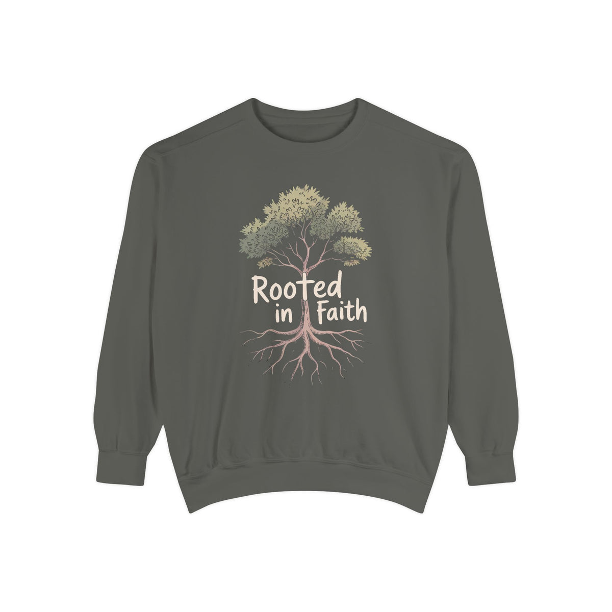 Rooted In Faith Sweatshirt, Christian Minimalist Crewneck, Faith Based Gift, Botanical Cross Tree Sweatshirt, Religious Positive Message Tee