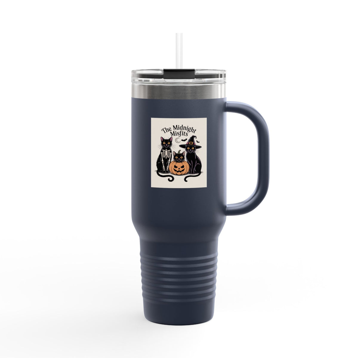 Halloween Cats Travel Mug, Funny Black Cat Tumbler 40oz, Spooky Season Insulated Cup, Cute Cat Costume Halloween Gift