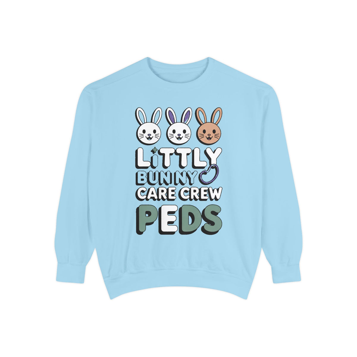 Pediatric Nurse Sweatshirt, Little Bunny Care Crew, Easter Gift For Peds Nurse, Cute Bunny Nurse Shirt, Easter Nurse Appreciation Sweatshir…