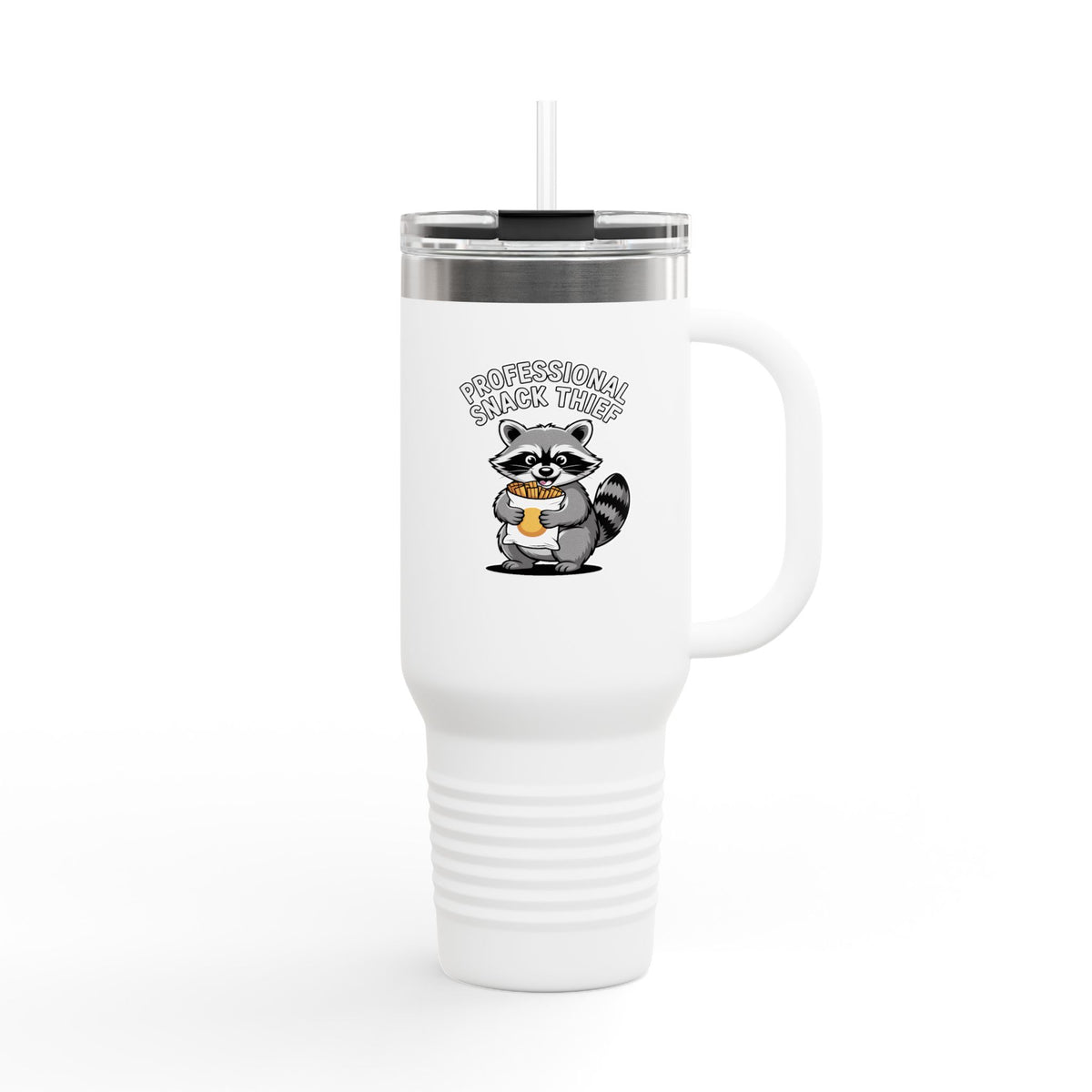 Professional Snack Thief Raccoon Travel Mug, Funny Raccoon Tumbler 40oz, Cute Chip Thief Gift, Snack Lover Insulated Cup With Straw