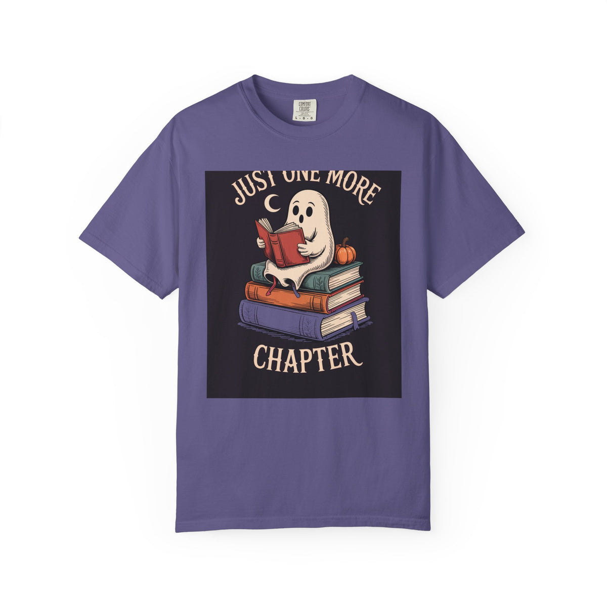 Just One More Chapter Ghost Shirt, Halloween Reading Tee, Bookish Ghost T-Shirt, Cozy Spooky Season Gift for Book Lovers