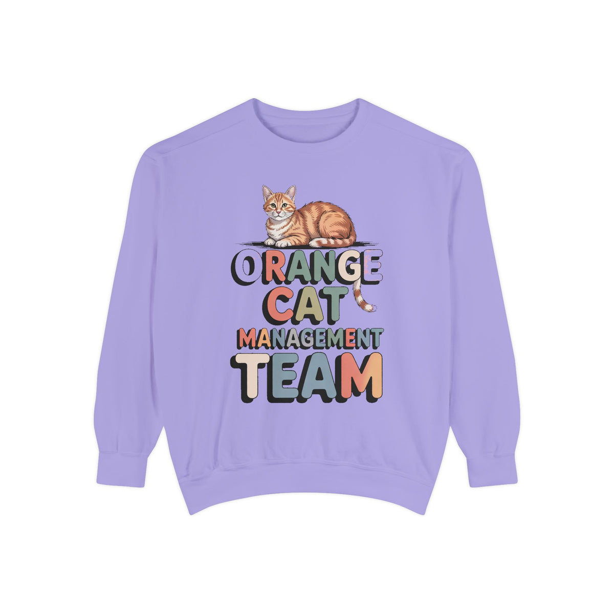 Orange Cat Mom Sweatshirt, Orange Cat Management Team Crewneck, Funny Family Roles Gift, Retro Cat Lover Sweater, Cat Mom Gift, Embroidered…