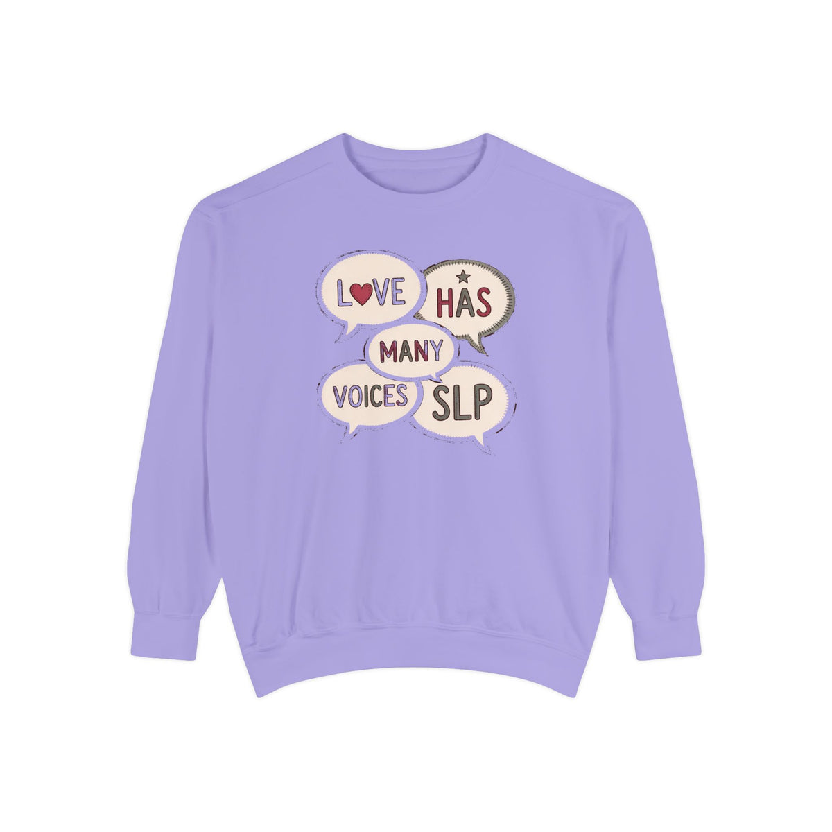 SLP Sweatshirt, Valentine's Day Gift For Speech Language Pathologist, Love Has Many Voices Crewneck, Speech Therapist Valentine Gift, SLP A…