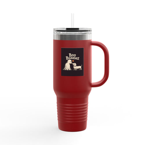 Boo Buddies Dog And Ghost Halloween Tumbler, Cute Dachshund Ghost 40oz Travel Mug, Spooky Season Dog Lover Gift, Halloween Coffee Cup