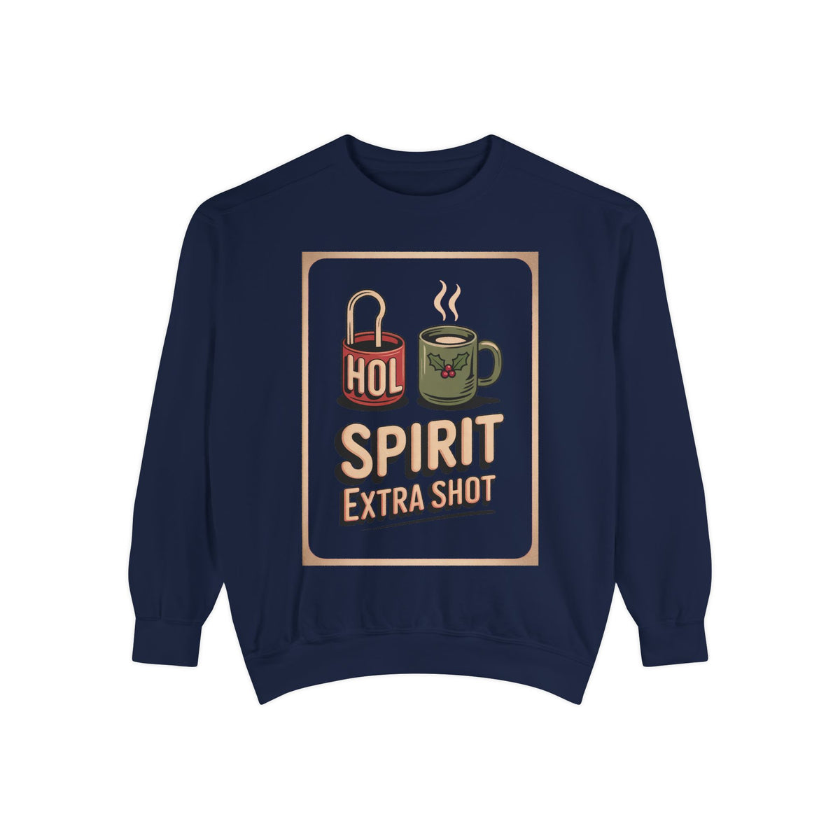 Coffee Lover Christmas Sweatshirt, Holiday Spirit Extra Shot Crewneck, Funny Christmas Coffee Gift, Retro Diner Lettering Sweatshirt, Coffe…