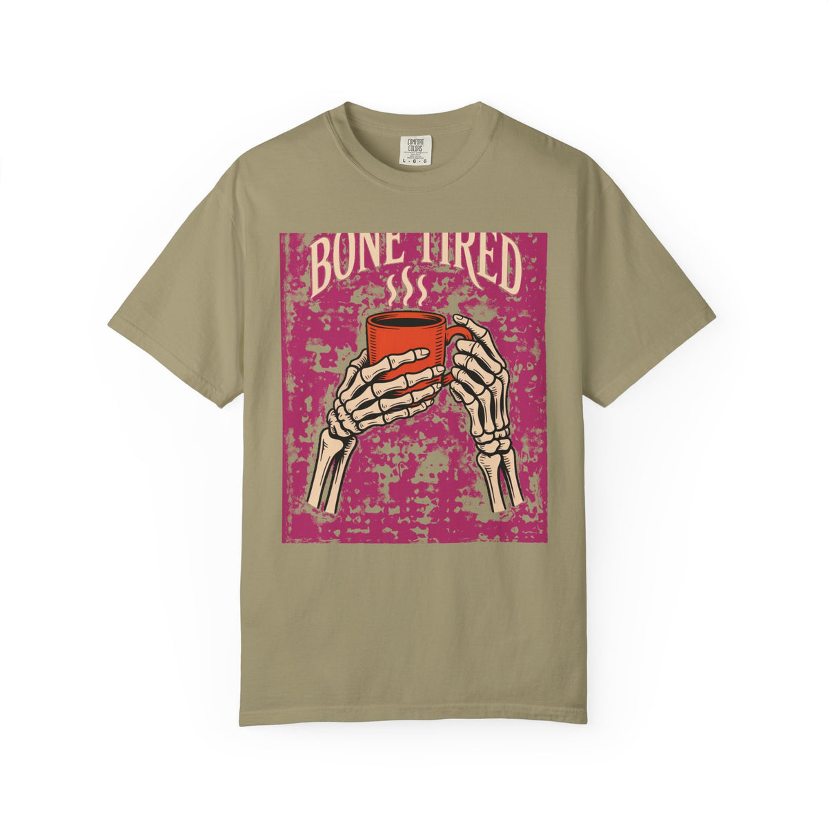 Bone Tired Halloween Shirt, Skeleton Hands Coffee T-Shirt, Vintage Halloween Coffee Lover Tee, Spooky Season Graphic Shirt