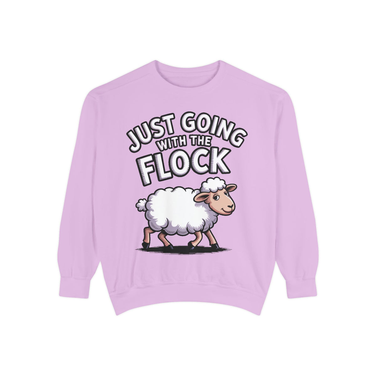 Funny Sheep Sweatshirt, Going With The Flock Crewneck, Cute Cartoon Sheep Embroidered Sweatshirt, Sarcastic Gift for Introvert