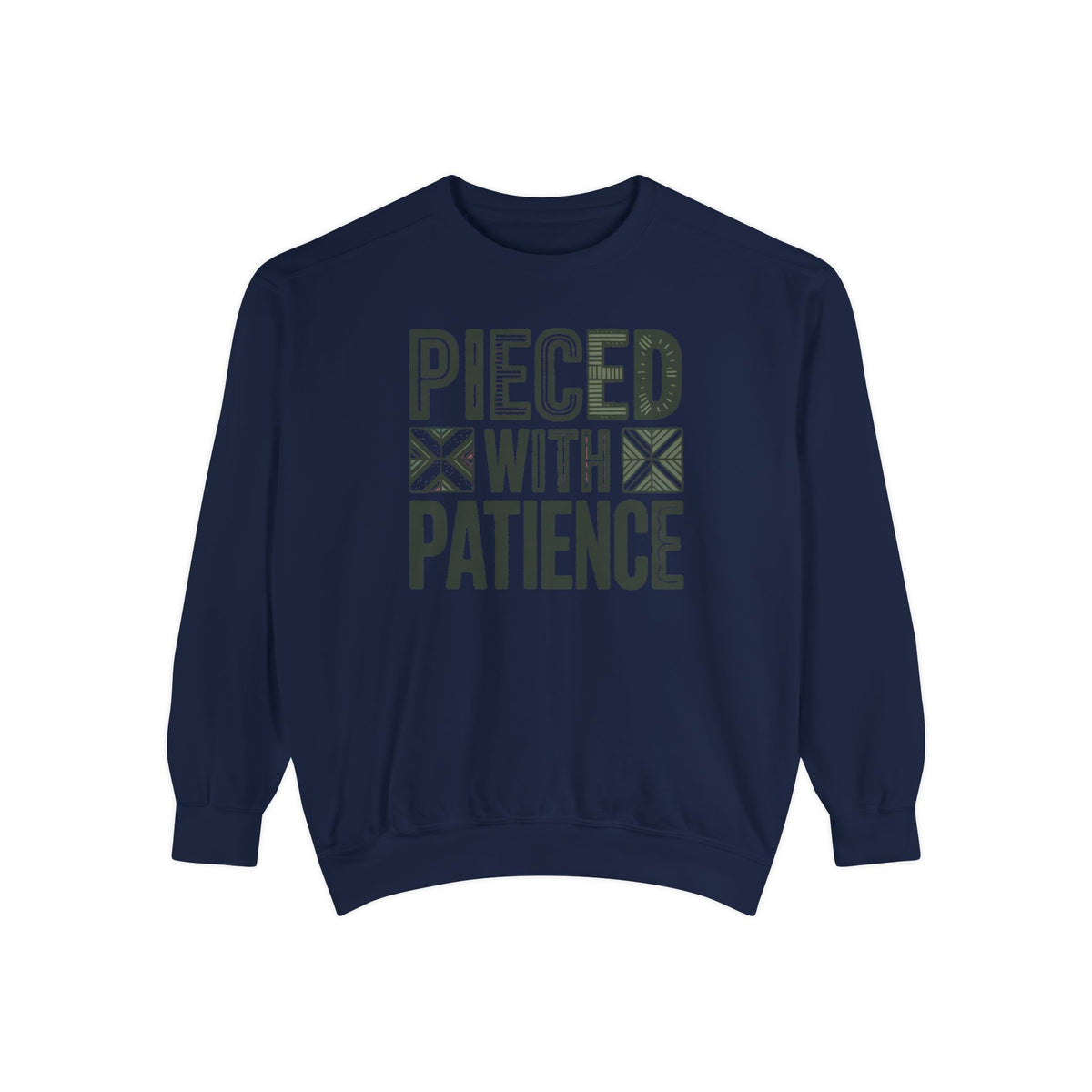 Quilting Sweatshirt, Pieced With Patience Crewneck, Gift For Quilter, Quilting Hobby Sweatshirt, Patchwork Lover Gift, Quilt Block Crewneck