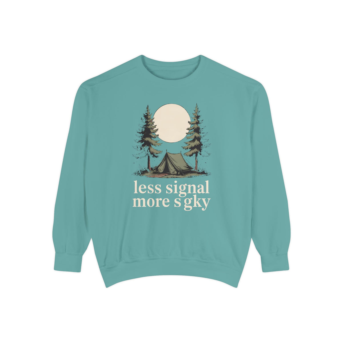 Camper Sweatshirt, Less Signal More Sky, Camping Gift For Campers, Outdoor Hobby Crewneck, Nature Lover Gift, Vintage Camp Sweatshirt