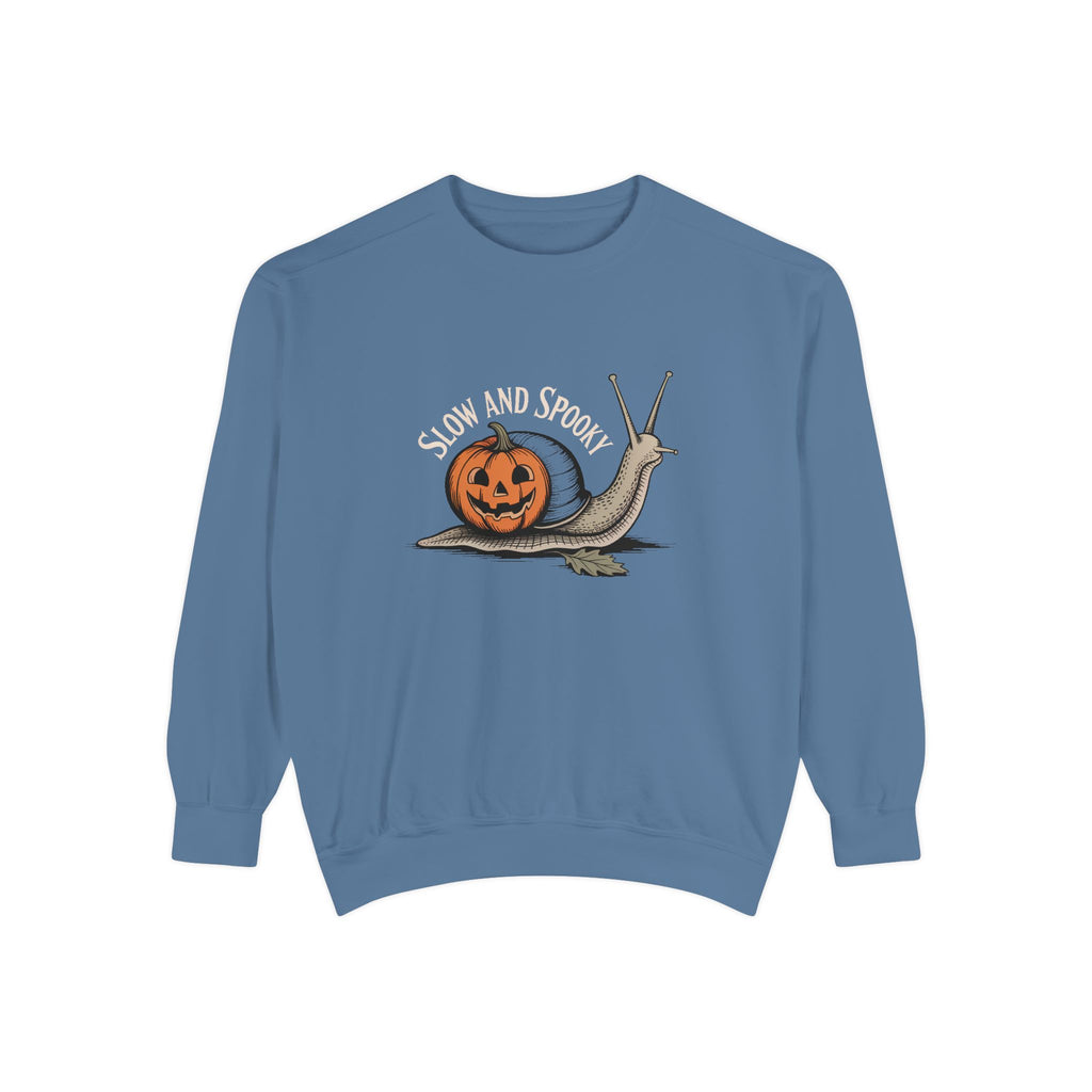Slow And Spooky Snail Sweatshirt, Halloween Garden Snail Crewneck, Pumpkin Shell Vintage Engraving Tee, Spooky Season Gift
