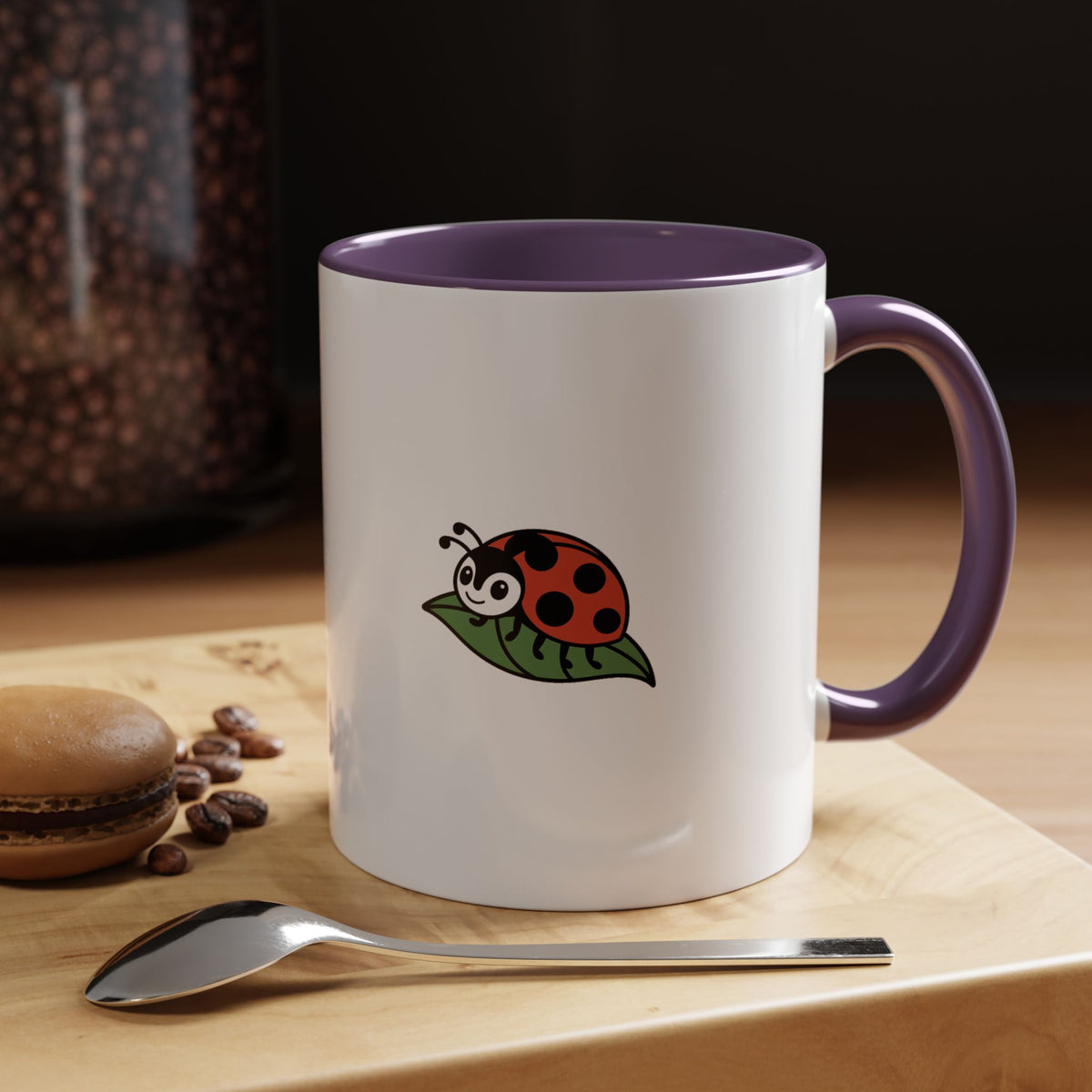 Ladybug On A Leaf Mug, Cute Ladybug Ceramic Mug, Nature Lover Gift, Cottagecore Coffee Cup, Insect Lover Gift Mug