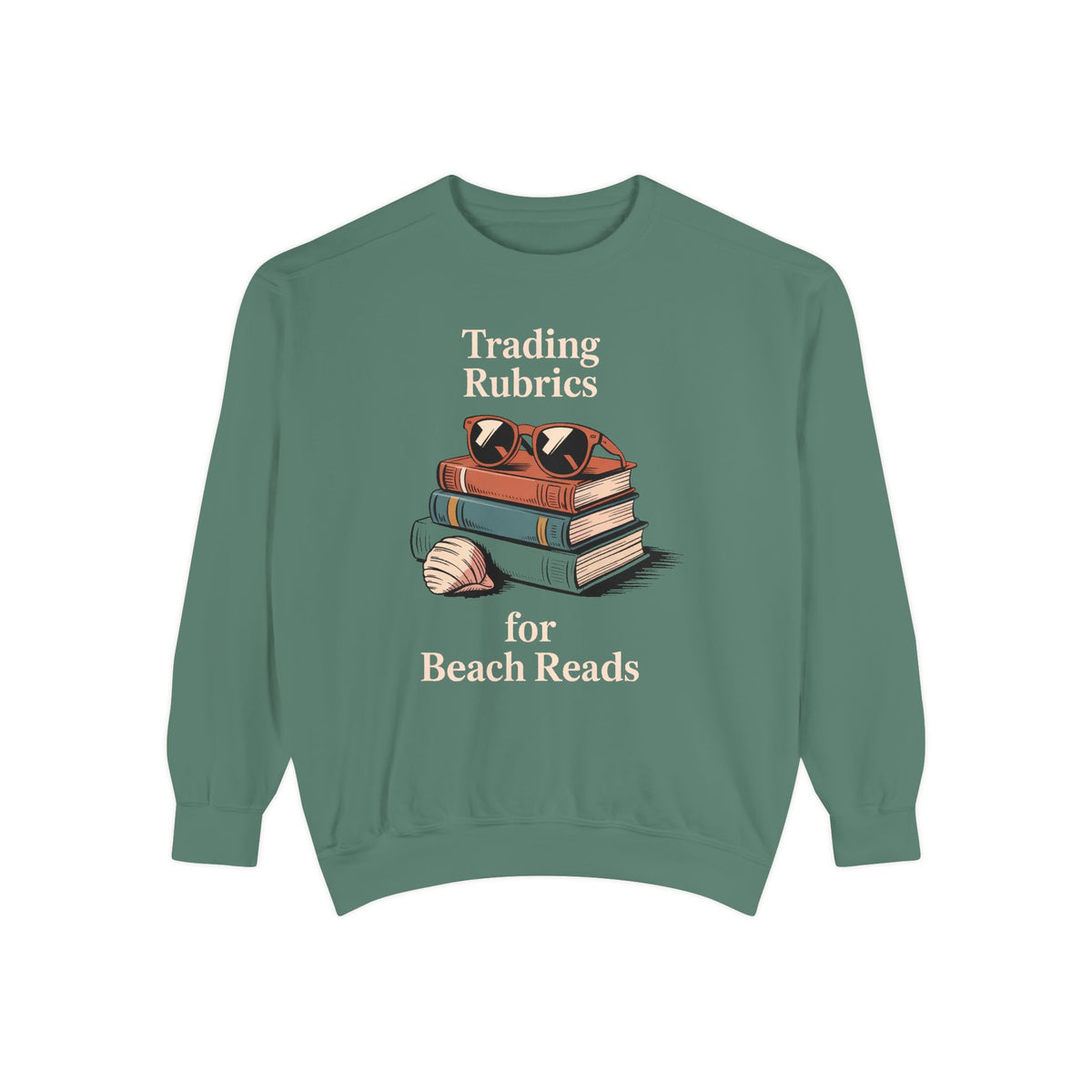 ELA Teacher Sweatshirt, End of School Year Gift, Trading Rubrics For Beach Reads Tee, English Teacher Crewneck, Book Lover Teacher Gift
