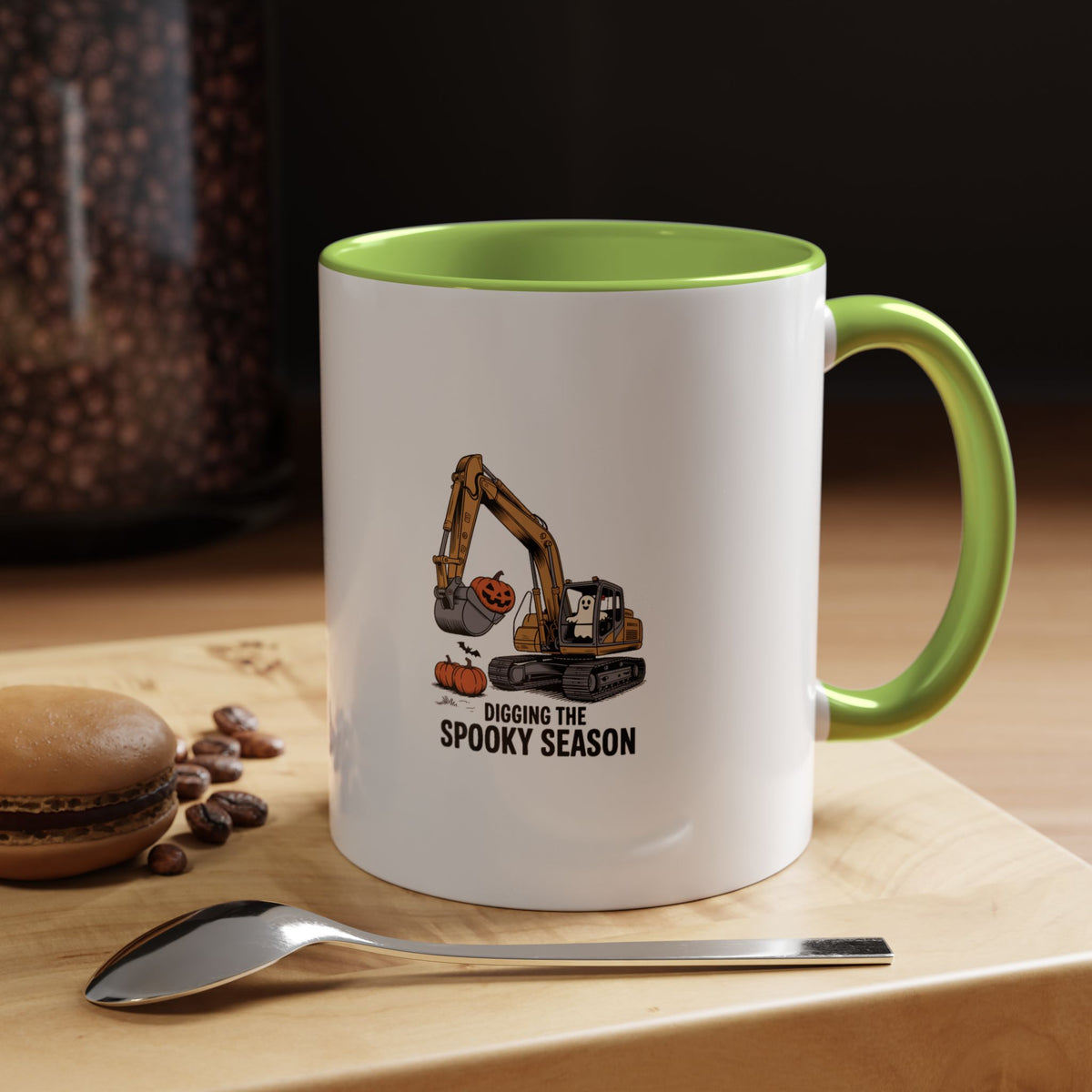 Halloween Excavator Mug, Digging The Spooky Season Coffee Cup, Funny Construction Halloween Gift, Jack-o'-Lantern Mug