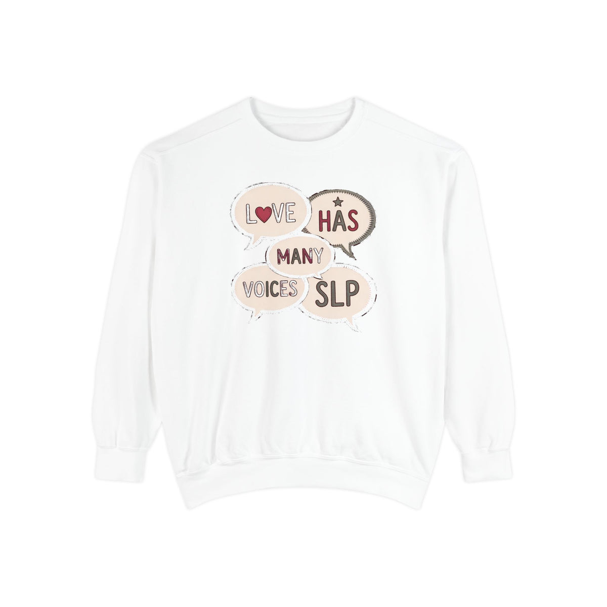 SLP Sweatshirt, Valentine's Day Gift For Speech Language Pathologist, Love Has Many Voices Crewneck, Speech Therapist Valentine Gift, SLP A…