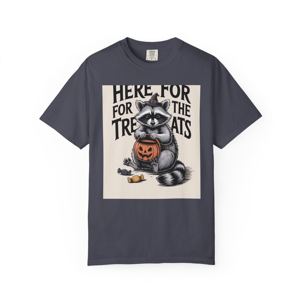 Here For The Treats Raccoon Shirt, Funny Halloween T-Shirt, Vintage Trick Or Treat Tee, Spooky Season Raccoon Gift