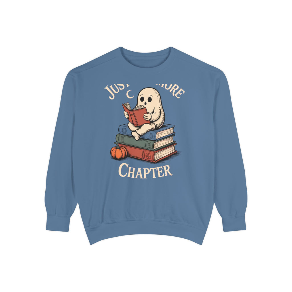 Just One More Chapter Ghost Sweatshirt, Halloween Reading Crewneck, Bookish Ghost Sweatshirt, Cozy Fall Book Lover Gift
