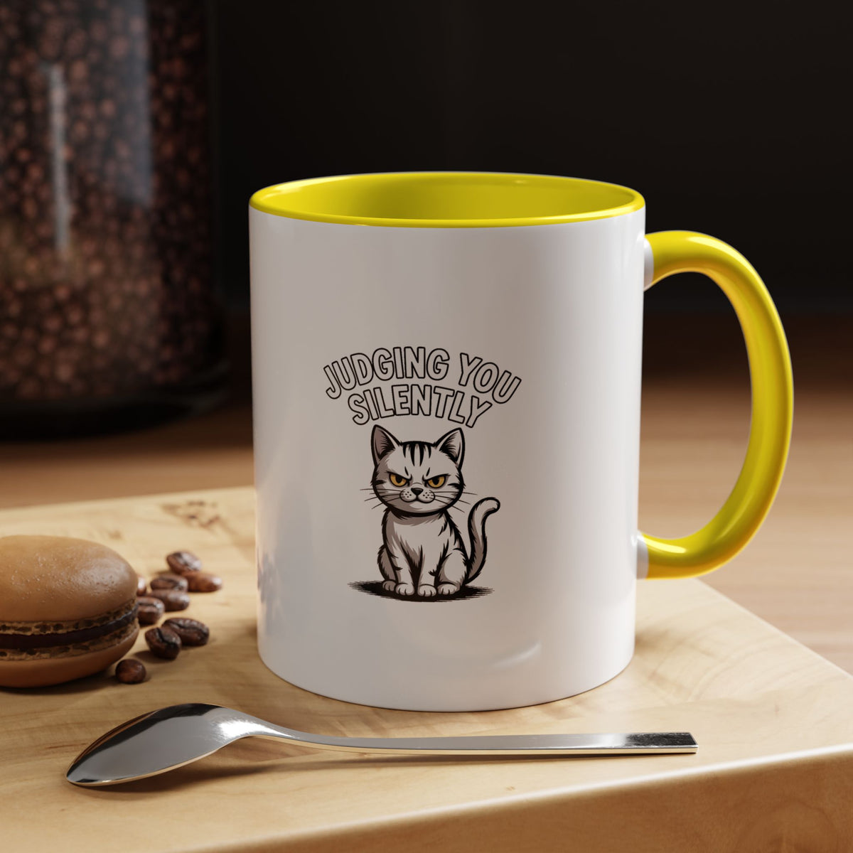 Judging You Silently Cat Mug, Funny Sarcastic Cat Coffee Mug, Cute Cat Lover Gift, Unimpressed Cat Ceramic Mug