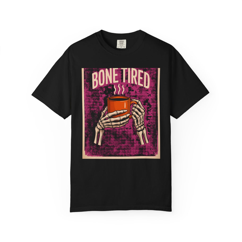 Bone Tired Coffee Shirt, Skeleton Hands Coffee Mug Tee, Halloween Shirt, Vintage Spooky Season T-Shirt, Funny Coffee Lover Gift
