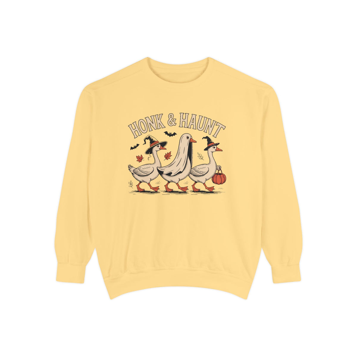 Honk & Haunt Geese Sweatshirt, Funny Halloween Goose Crewneck, Vintage Spooky Season Sweatshirt, Bird Lover Halloween Gift