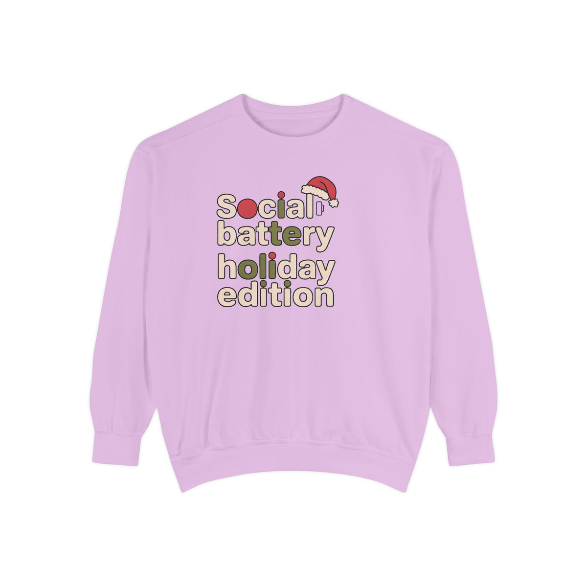 Social Battery Low Sweatshirt, Funny Christmas Gift For Introverts, Socially Tired Holiday Edition Crewneck, Anti Social Xmas Sweater