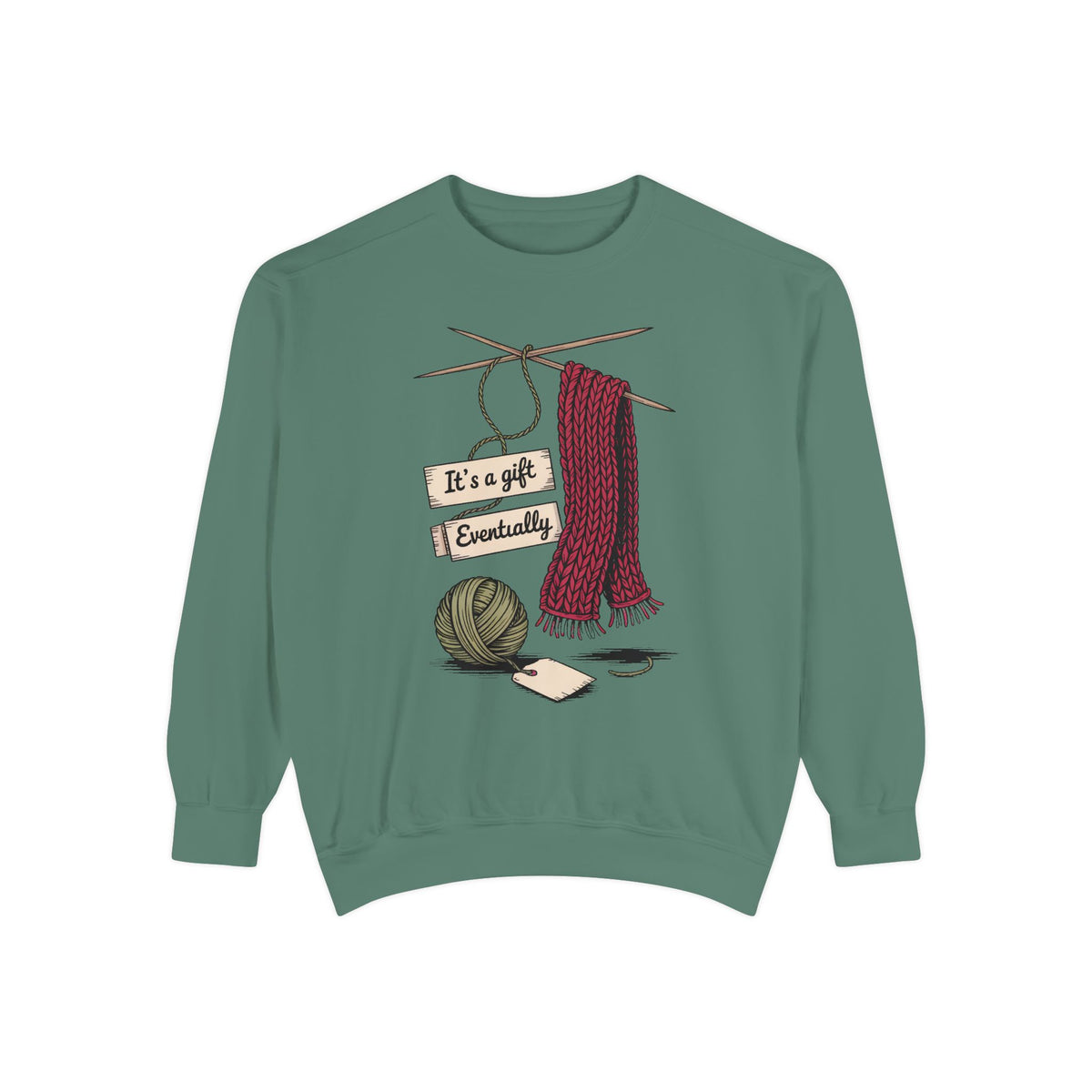 Knitter Christmas Sweatshirt, It's A Gift Eventually, Funny Knitting Crewneck, Christmas Gift For Knitter, Yarn Lover Sweatshirt, Crafter H…