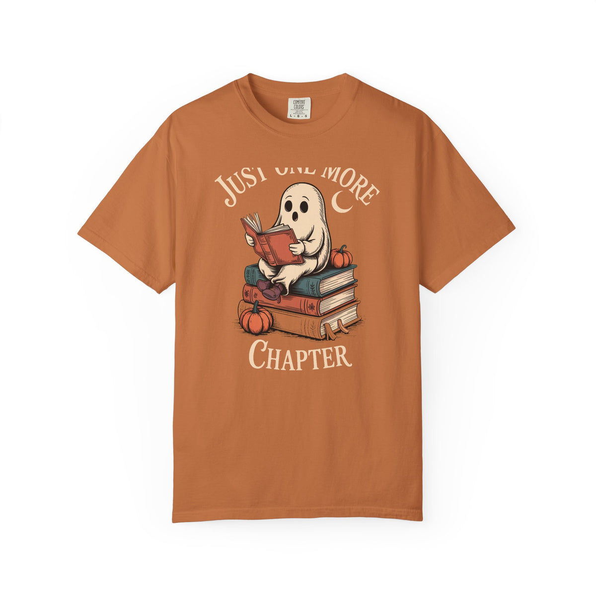 Just One More Chapter Ghost Shirt, Cozy Halloween Reading Tee, Bookish Ghost T-Shirt, Vintage Storybook Halloween Gift