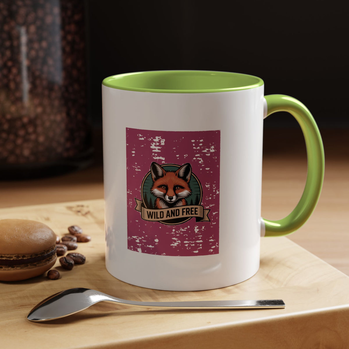 Retro Fox Badge Mug, Vintage Wildlife Patch Coffee Mug, Wild And Free Outdoor Mug, Fox Lover Gift, Camping Nature Ceramic Mug