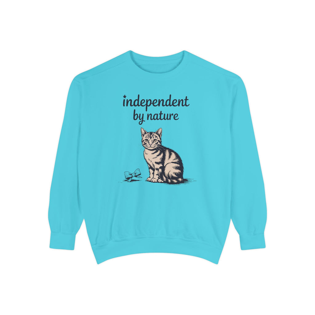 Cat Owner Sweatshirt, Independent By Nature Crewneck, Fourth Of July Cat Lover Gift, Funny Cat Mom Sweatshirt, Patriotic Cat Shirt, 4th Of…