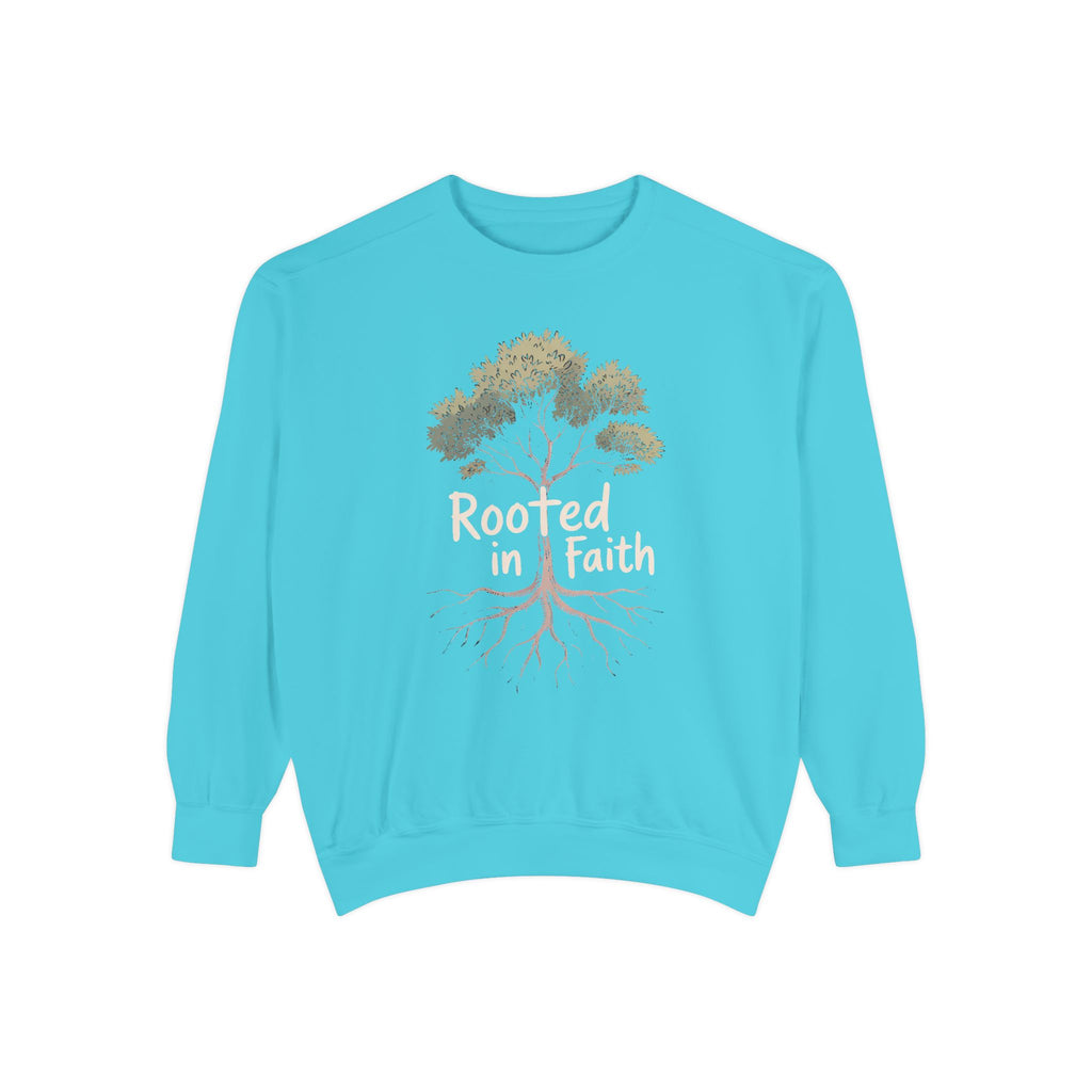 Rooted In Faith Sweatshirt, Christian Minimalist Crewneck, Faith Based Gift, Botanical Cross Tree Sweatshirt, Religious Positive Message Tee