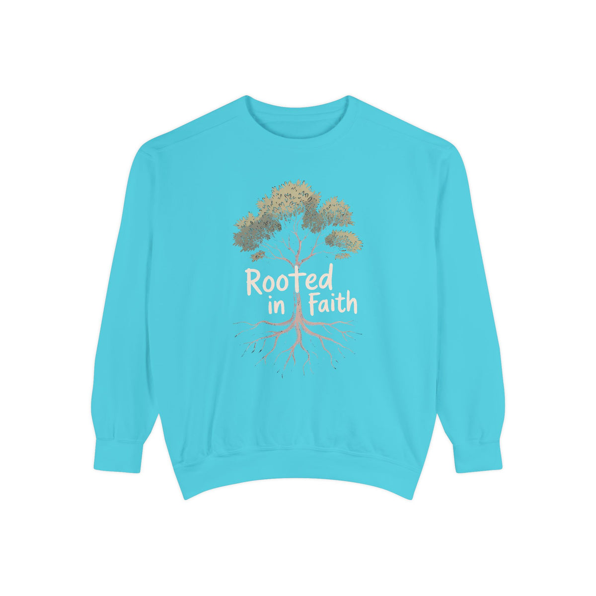 Rooted In Faith Sweatshirt, Christian Minimalist Crewneck, Faith Based Gift, Botanical Cross Tree Sweatshirt, Religious Positive Message Tee