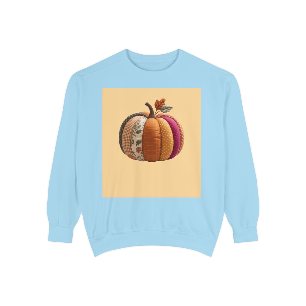 Patchwork Pumpkin Sweatshirt, Fall Quilted Pumpkin Crewneck, Halloween Shirt, Cozy Autumn Gift, Embroidered Style Pumpkin Sweater