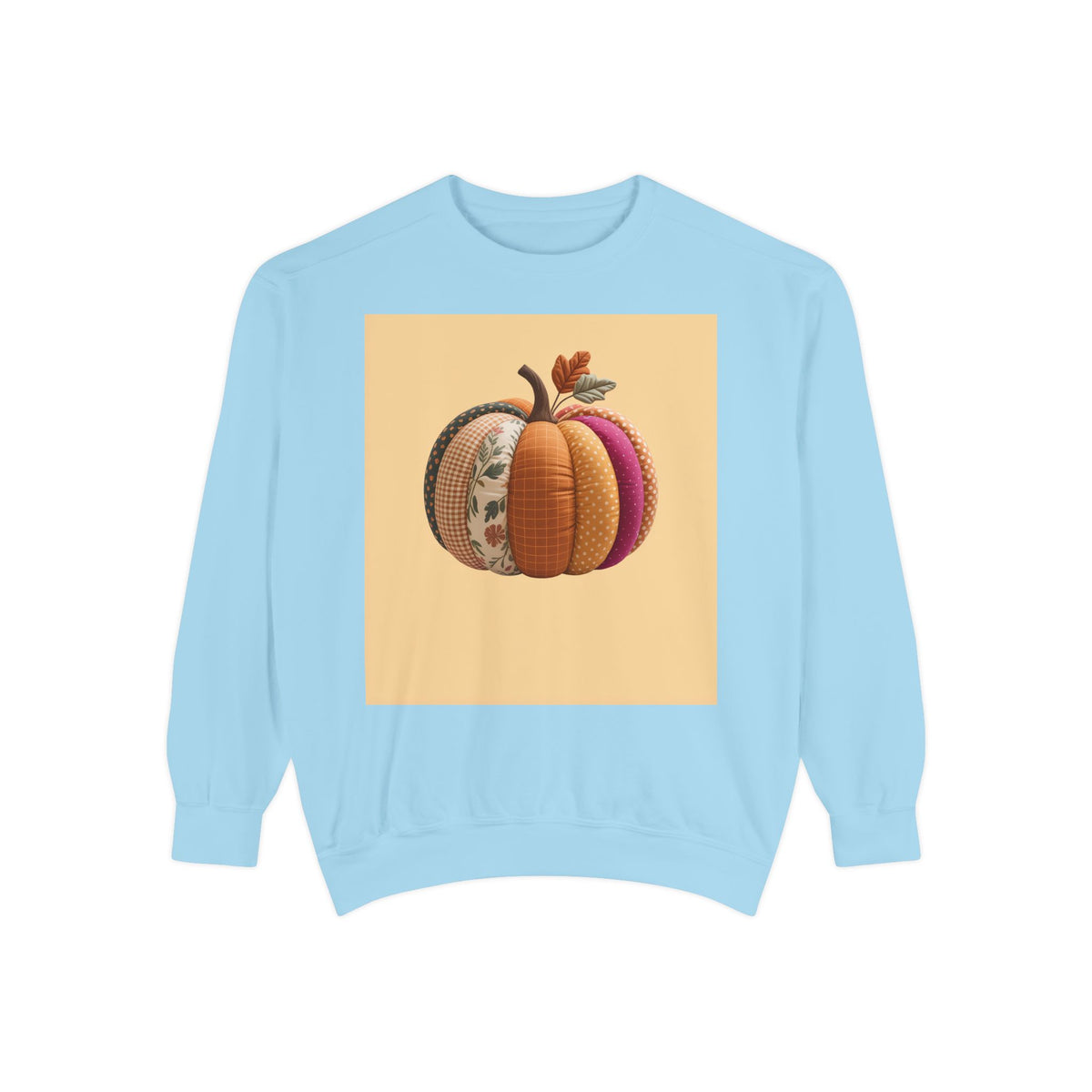 Patchwork Pumpkin Sweatshirt, Fall Quilted Pumpkin Crewneck, Halloween Shirt, Cozy Autumn Gift, Embroidered Style Pumpkin Sweater