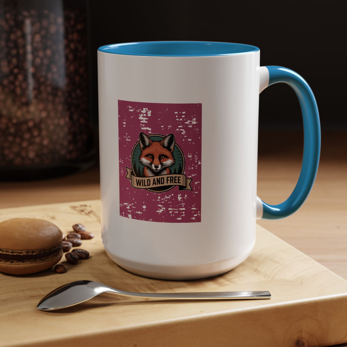Retro Fox Badge Mug, Vintage Wildlife Patch Coffee Mug, Wild And Free Outdoor Mug, Fox Lover Gift, Camping Nature Ceramic Mug