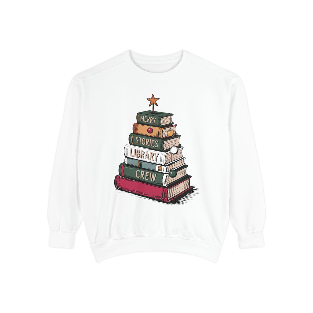 Librarian Christmas Sweatshirt, Library Crew Gift, Merry Stories Crewneck, Christmas Gift For Librarian, Book Lover Holiday Sweatshirt, Lib…