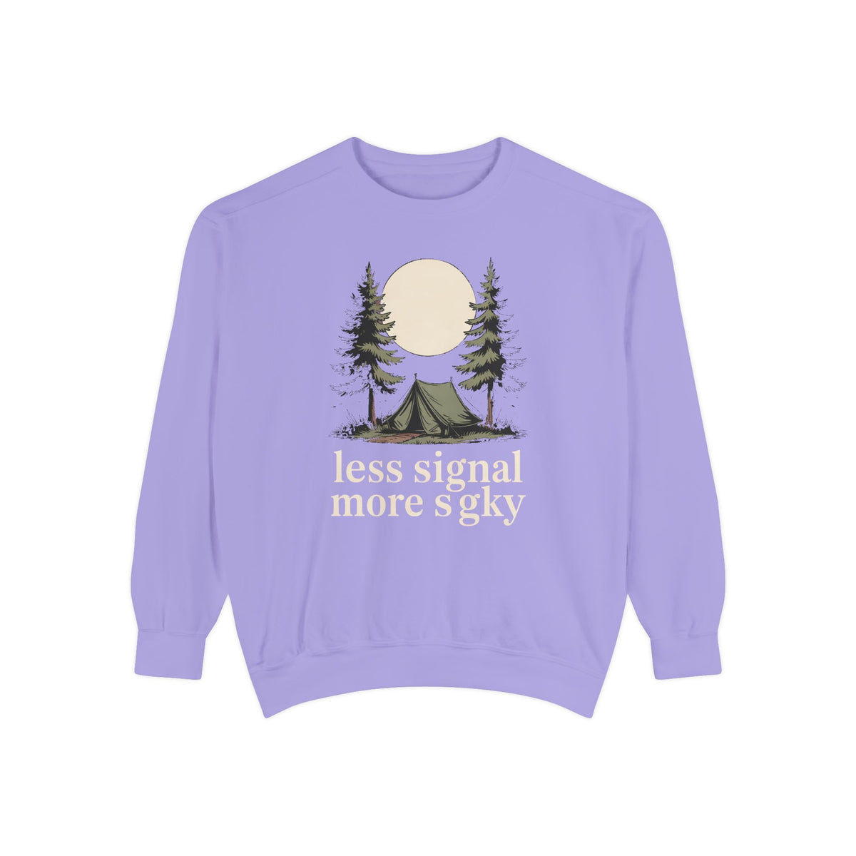 Camper Sweatshirt, Less Signal More Sky, Camping Gift For Campers, Outdoor Hobby Crewneck, Nature Lover Gift, Vintage Camp Sweatshirt