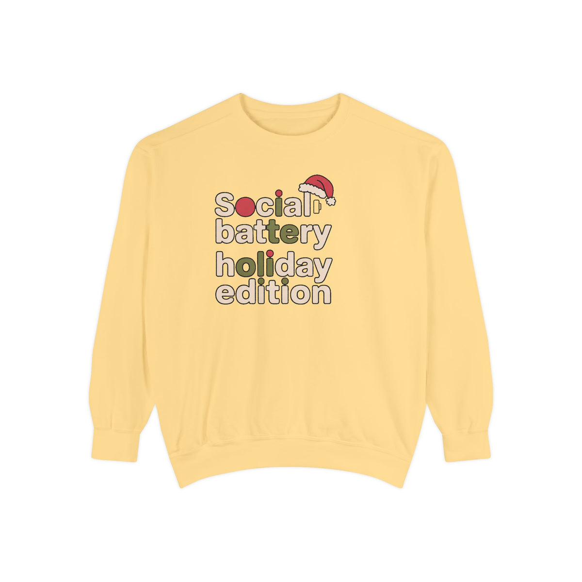 Social Battery Low Sweatshirt, Funny Christmas Gift For Introverts, Socially Tired Holiday Edition Crewneck, Anti Social Xmas Sweater