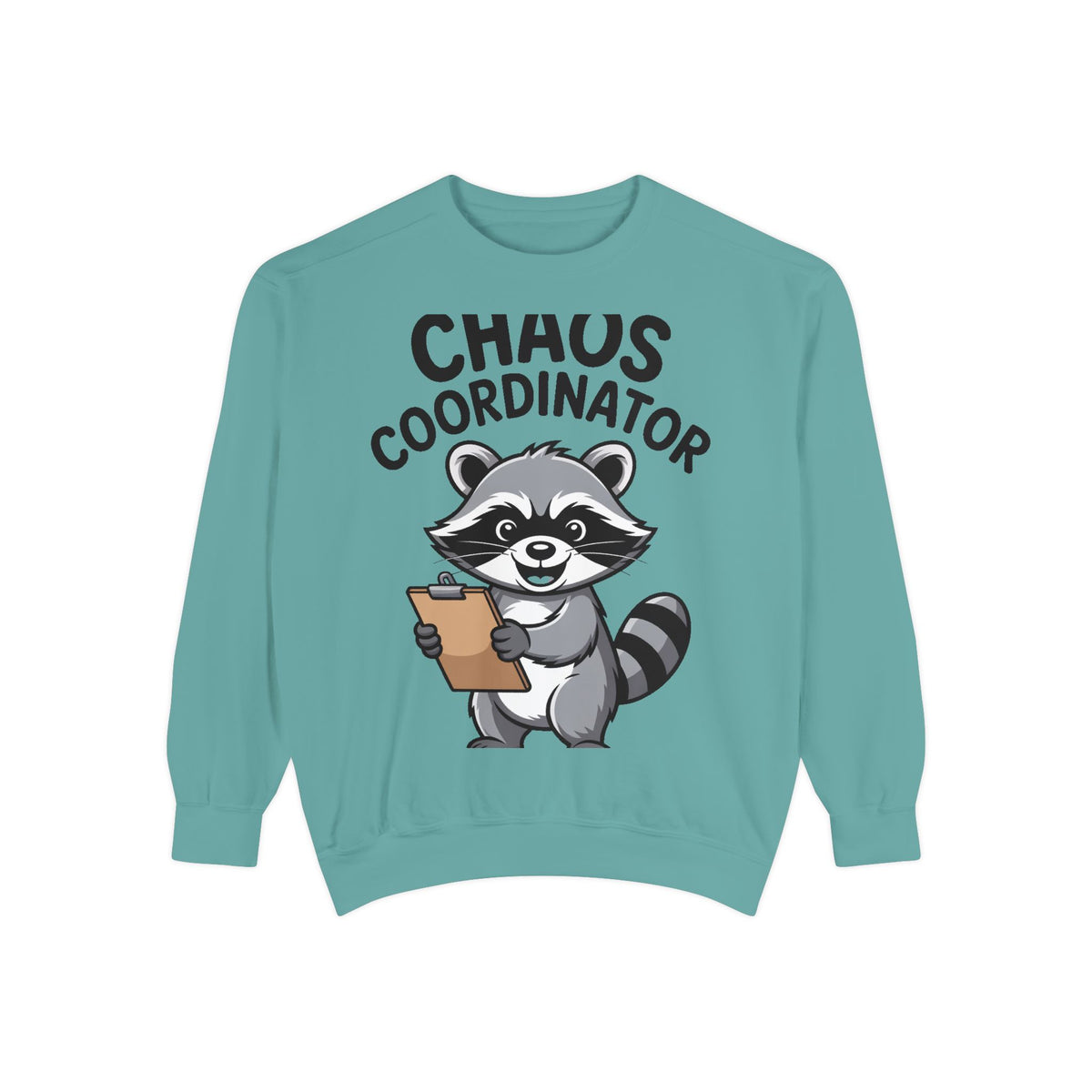 Chaos Coordinator Raccoon Sweatshirt, Funny Raccoon Crewneck, Cute Cartoon Raccoon Gift, Embroidered Patch Style Pullover