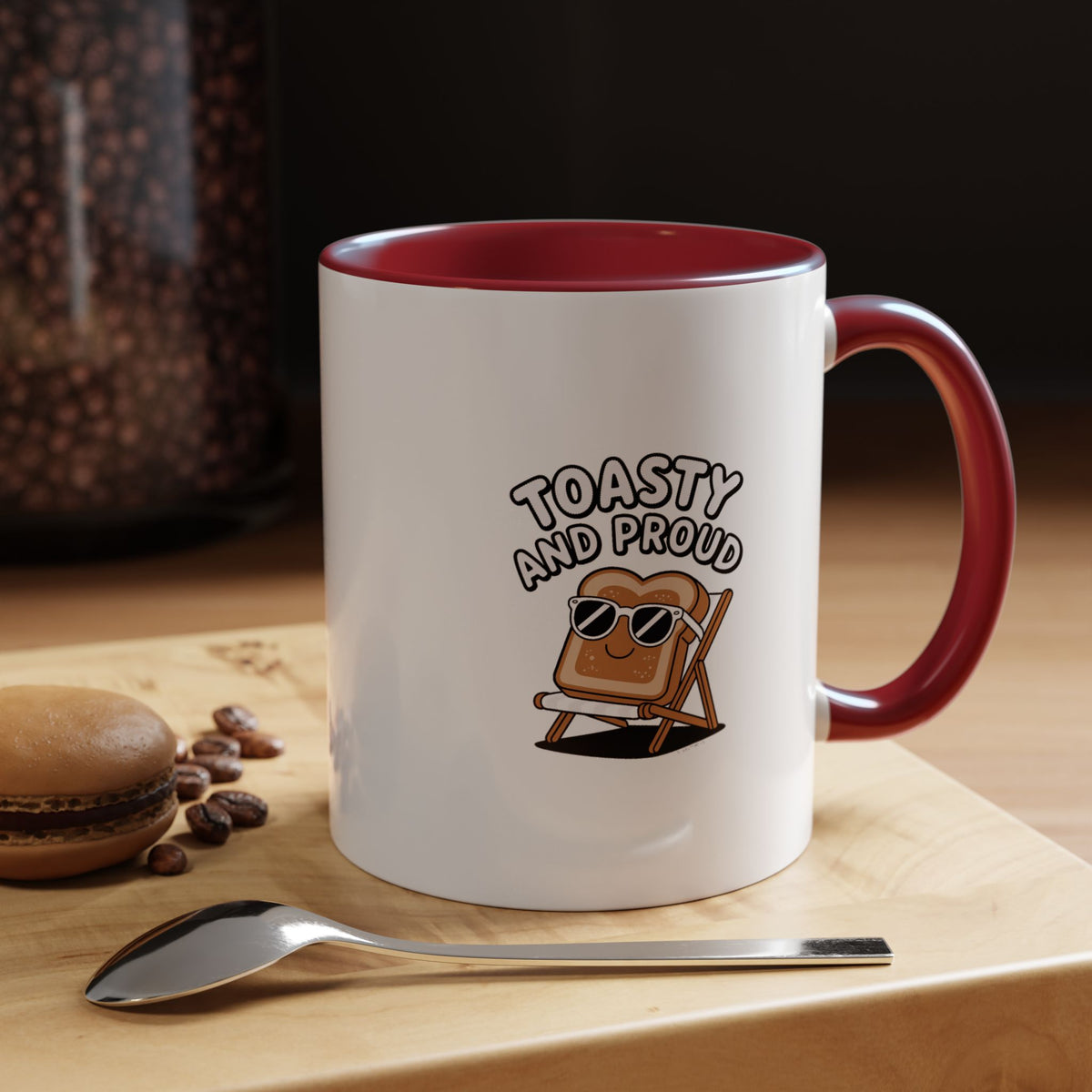 Toasty And Proud Mug, Funny Toast Sunglasses Coffee Mug, Cute Breakfast Lover Gift, Beach Chair Toast Cup, Funny Kitchen Mug