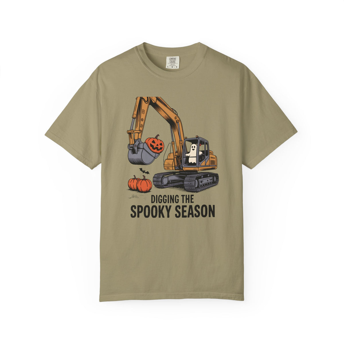 Digging The Spooky Season Excavator Shirt, Funny Halloween Construction Tee, Ghost Pumpkin Halloween T-Shirt, Excavator Lover Gift