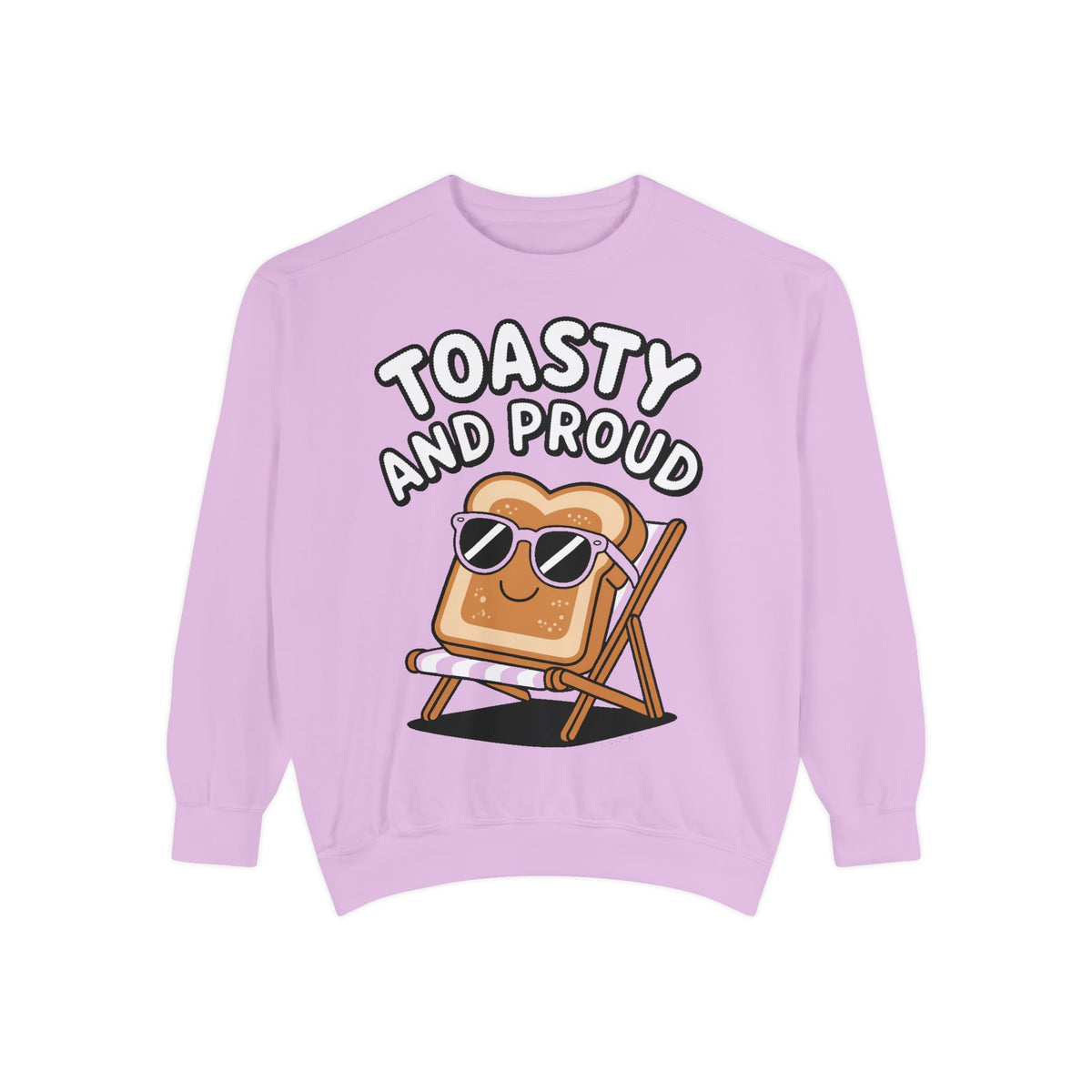 Toasty And Proud Sweatshirt, Funny Toast Bread Crewneck, Cute Beach Chair Toast Embroidered Sweatshirt, Funny Food Lover Gift