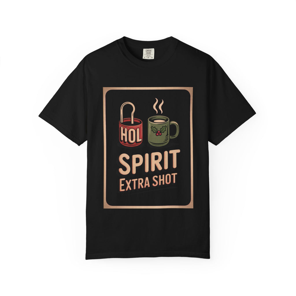 Coffee Lover Christmas Shirt, Holiday Spirit Extra Shot Tee, Funny Christmas Coffee Gift, Retro Diner Coffee Shirt, Coffee Addict Holiday T…