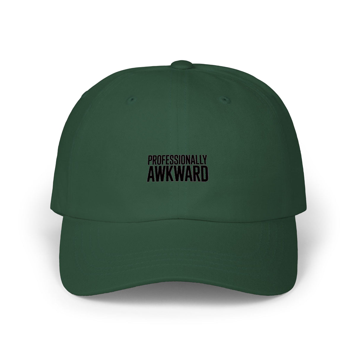 Professionally Awkward Embroidered Dad Hat, Funny Sarcastic Cap, Introvert Gift, Minimalist Bold Text Hat, Awkward Humor Baseball Cap