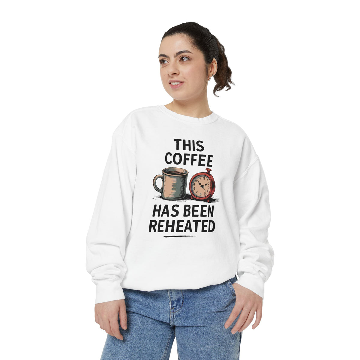 This Coffee Has Been Reheated Sweatshirt, Mom Sarcasm Gift, Funny Mom Crewneck, Sarcastic Mom Life Sweater, Tired Mom Gift, Mom Humor Tee