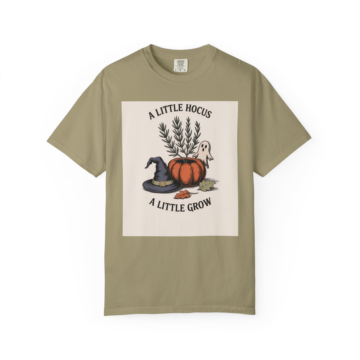 A Little Hocus A Little Grow Shirt, Halloween Botanical T-Shirt, Pumpkin Planter Witch Hat Ghost Tee, Cozy Fall Gift