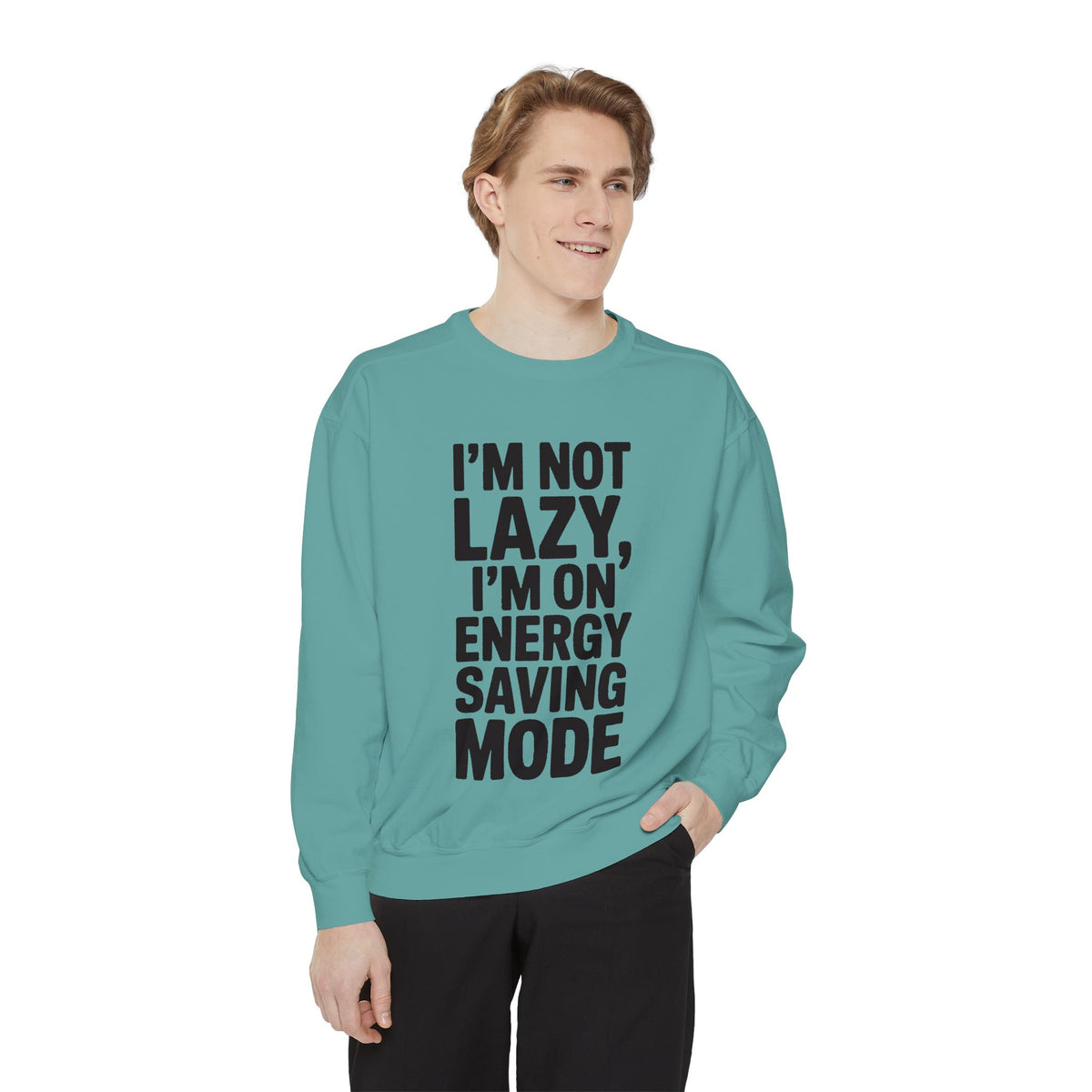 Energy Saving Mode Sweatshirt, Funny Lazy Quote Crewneck, I'm Not Lazy Embroidered Sweatshirt, Sarcastic Gift for Introvert