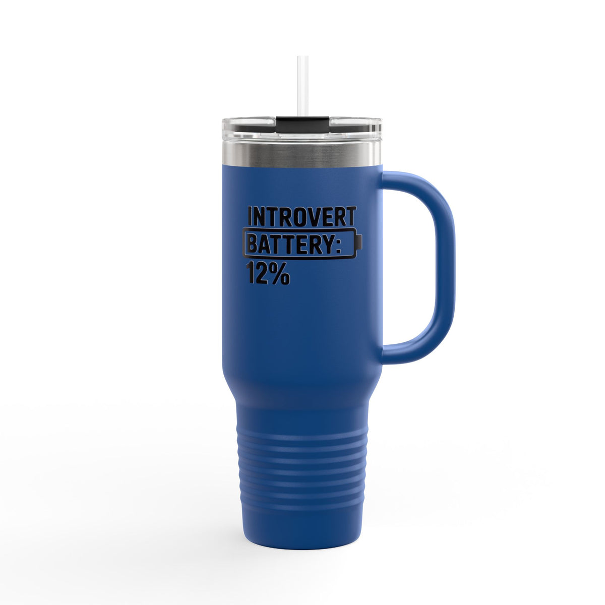 Introvert Battery Low Tumbler, Funny Introvert 40oz Travel Mug, Bold Typography Gift for Introverts, Sarcastic Coffee Cup Gift